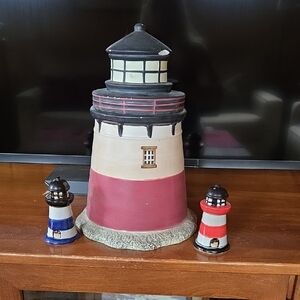 Lighthouse Themed Home Accent Set - Red, Blue, and Cream